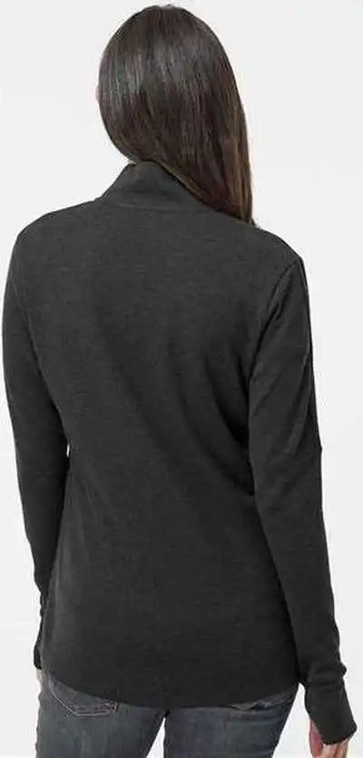 Adidas A555 Women’s 3-stripes Quarter-zip Sweater - Black Melange