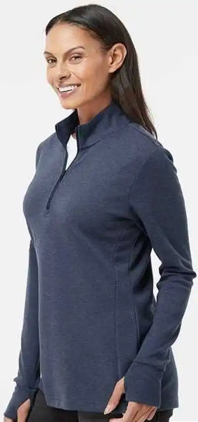 Adidas A555 Women’s 3-stripes Quarter-zip Sweater - Collegiate Navy Melange