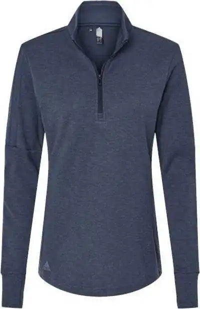 Adidas A555 Women’s 3-stripes Quarter-zip Sweater - Collegiate Navy Melange