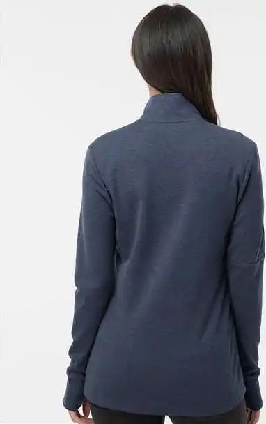 Adidas A555 Women’s 3-stripes Quarter-zip Sweater - Collegiate Navy Melange