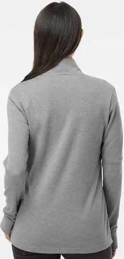 Adidas A555 Women’s 3 Stripes Quarter Zip Sweater Gray Three Melange