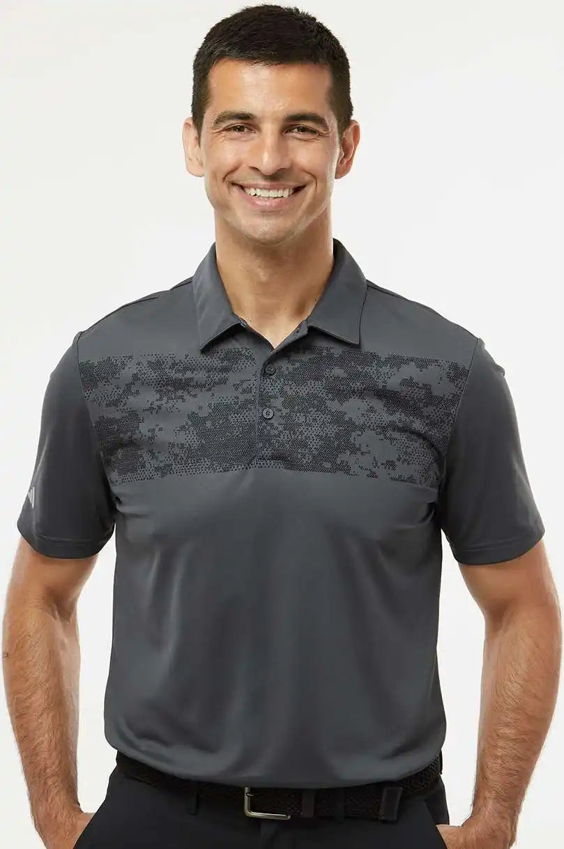 Adidas A585 Camo Chest Print Polo Gray Six