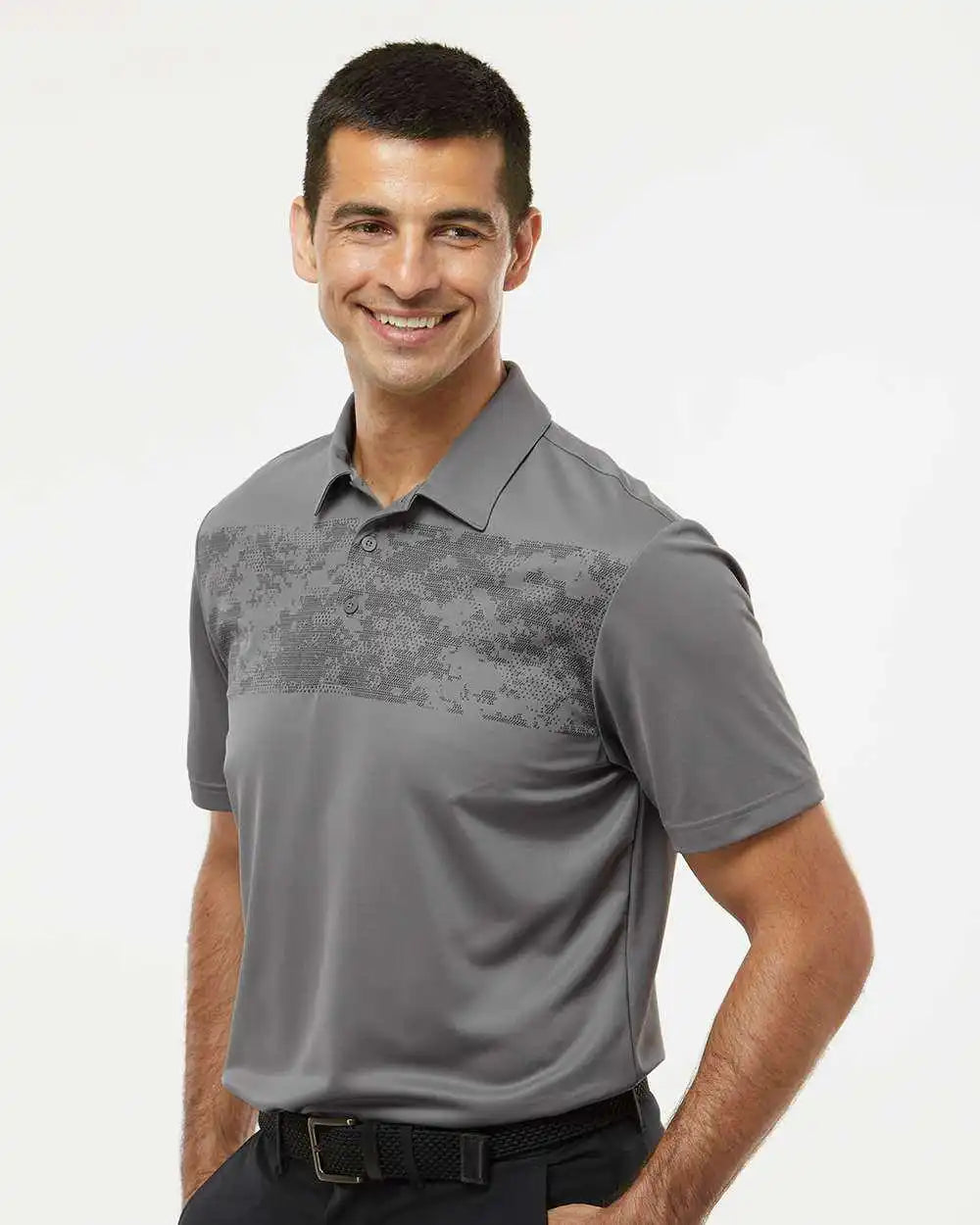 Adidas A585 Camo Chest Print Polo - Gray Three