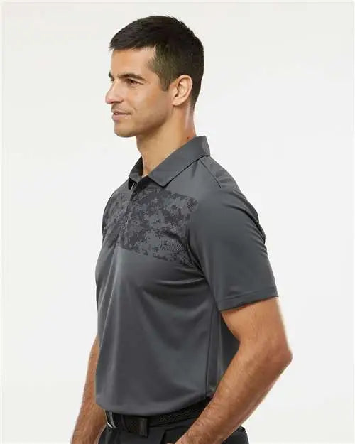 Adidas A585 Camo Chest Print Polo - Grey Six