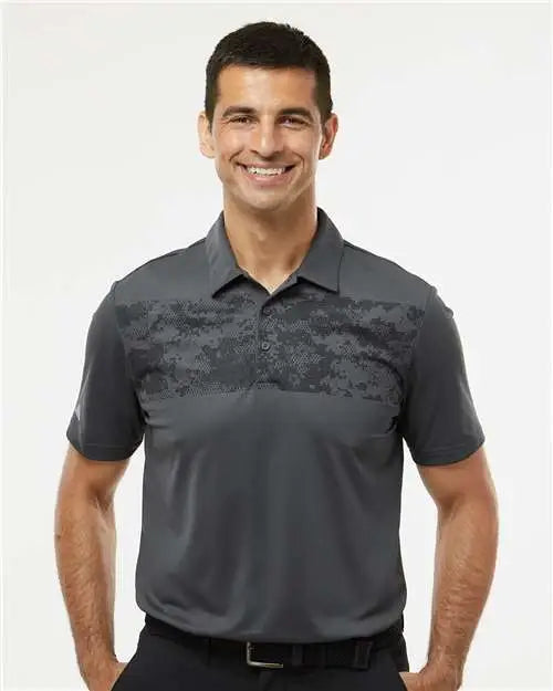 Adidas A585 Camo Chest Print Polo - Grey Six