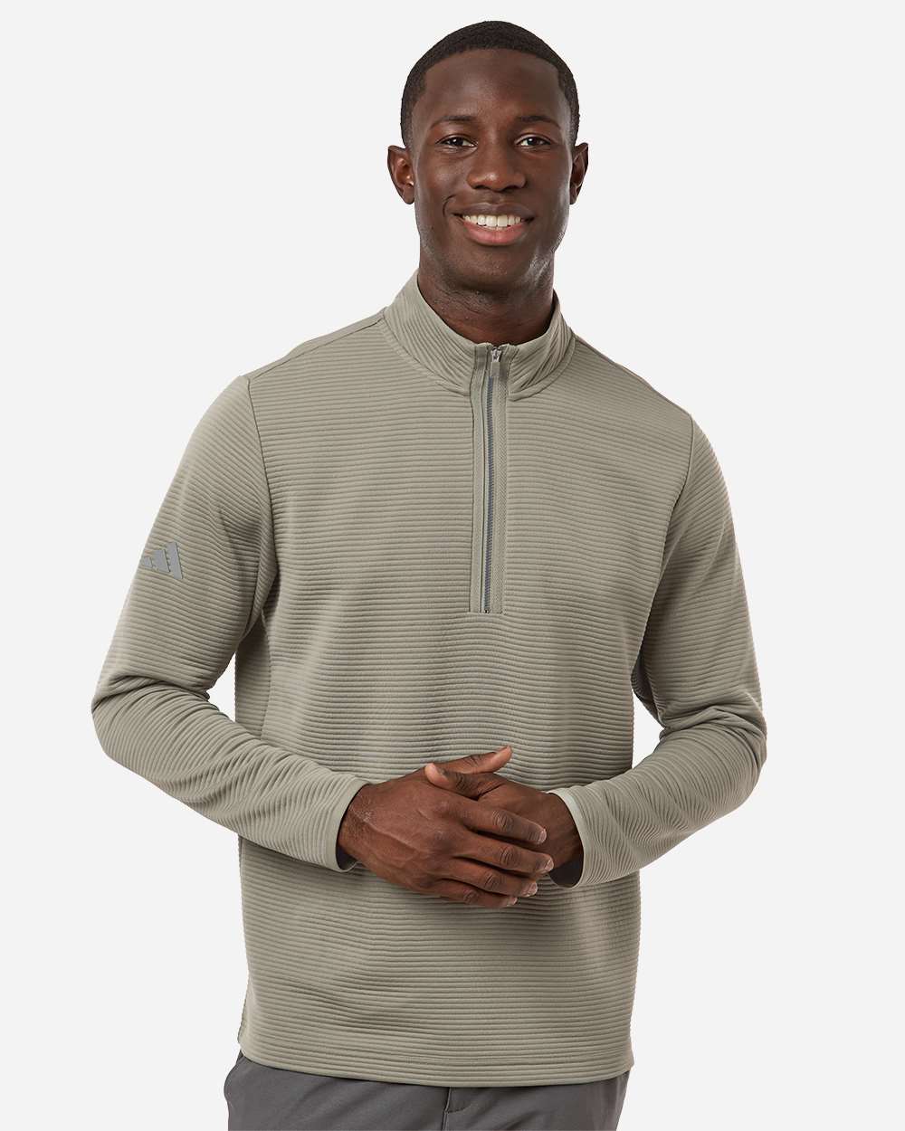 Adidas A588 Spacer Quarter-zip Pullover - Silver Pebble