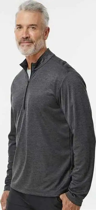 Adidas A593 Space Dyed Quarter-zip Pullover - Black Melange