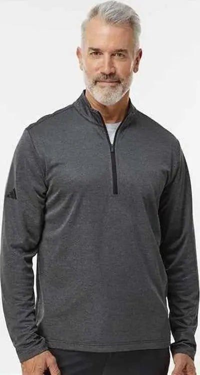 Adidas A593 Space Dyed Quarter-zip Pullover - Black Melange