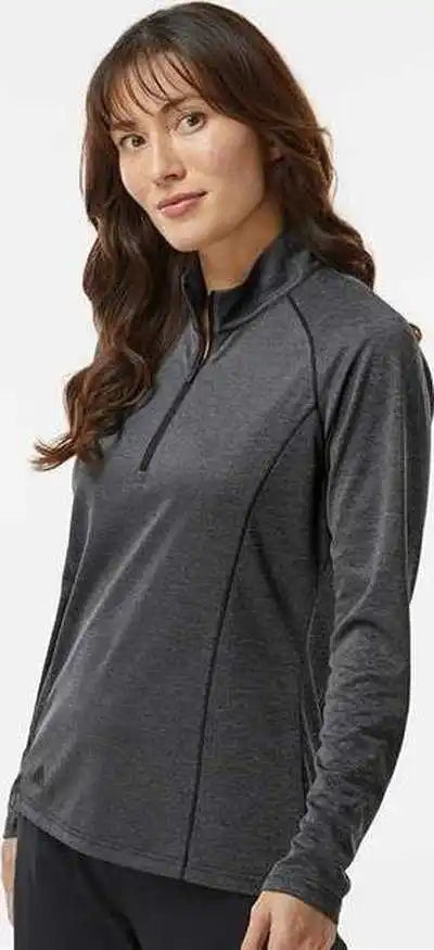 Adidas A594 Women’s Space Dyed Quarter-zip Pullover - Black Melange