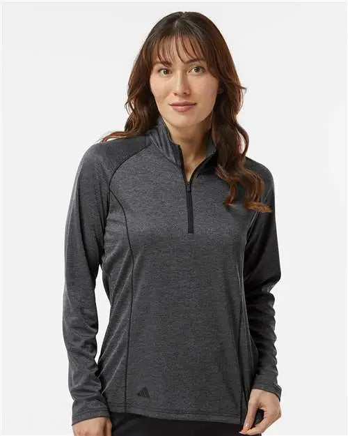 Adidas A594 Women’s Space Dyed Quarter-zip Pullover - Black Melange