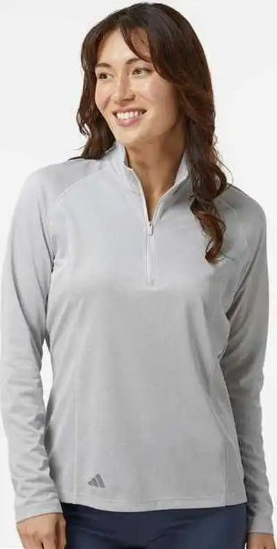 Adidas A594 Women’s Space Dyed Quarter-zip Pullover - Gray one Heather