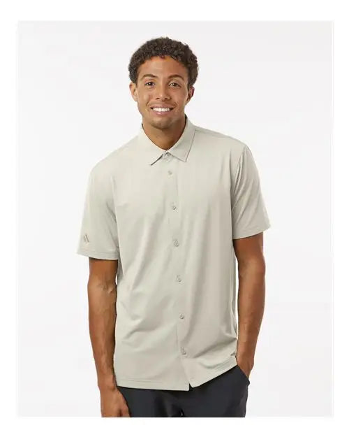 Adidas A595 Button Down Short Sleeve Shirt - Alumina