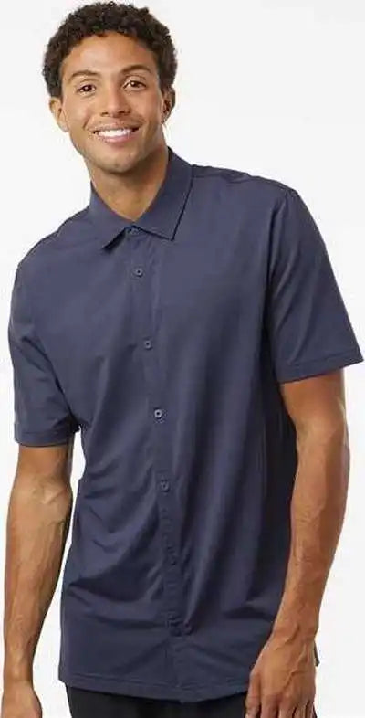 Adidas A595 Button Down Short Sleeve Shirt - Shadow Navy