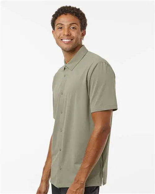 Adidas A595 Button Down Short Sleeve Shirt - Silver Pebble