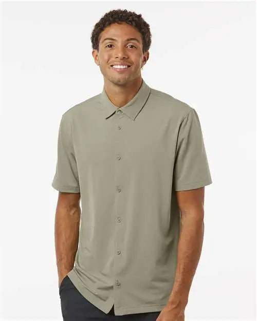 Adidas A595 Button Down Short Sleeve Shirt - Silver Pebble