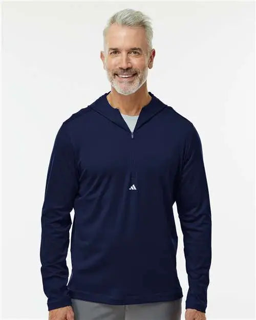 Adidas A596 Lightweight Performance Quarter-zip Hooded Pullover - Collegiate Navy