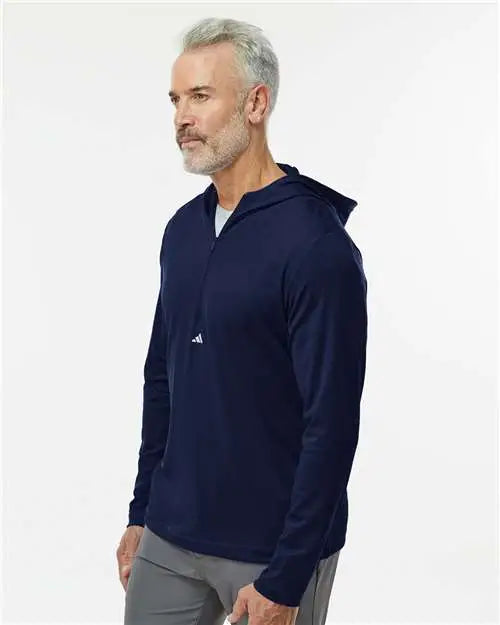 Adidas A596 Lightweight Performance Quarter-zip Hooded Pullover - Collegiate Navy