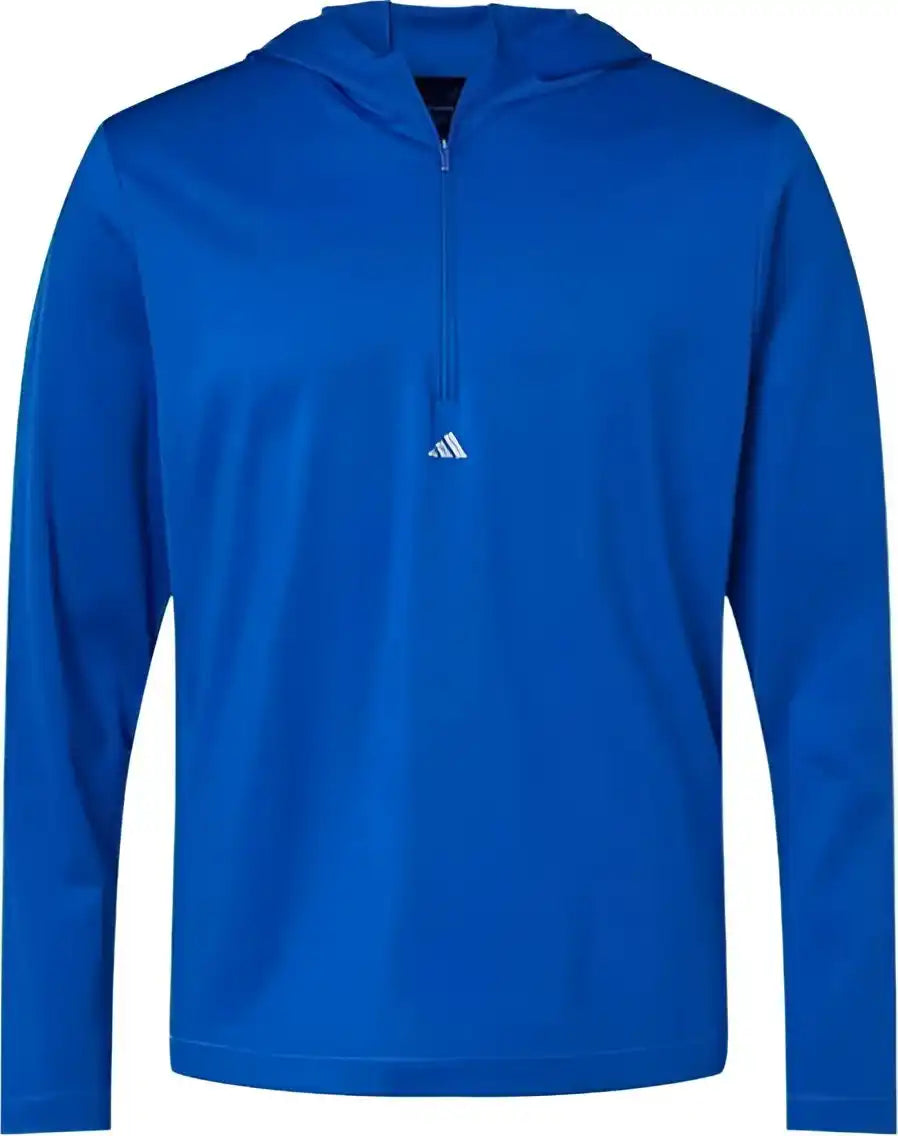 Adidas A596 Lightweight Performance Quarter Zip Hooded Pullover Collegiate Royal