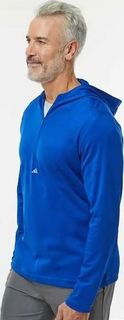 Adidas A596 Lightweight Performance Quarter Zip Hooded Pullover Collegiate Royal