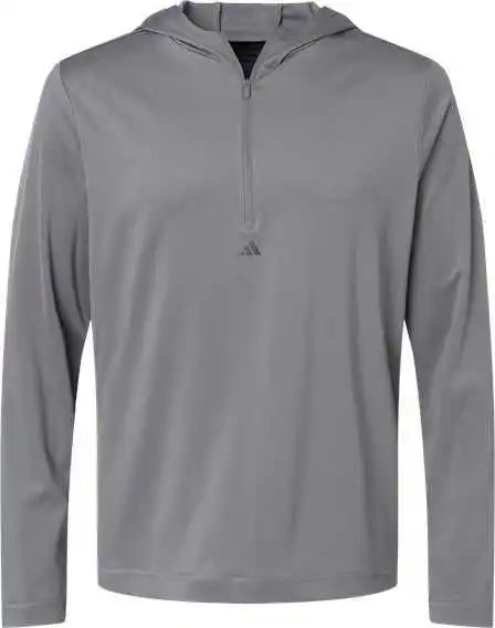 Adidas A596 Lightweight Performance Quarter-zip Hooded Pullover - Gray Three