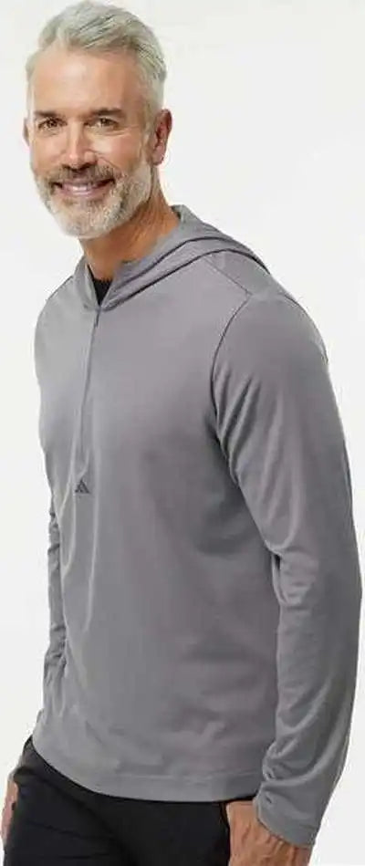 Adidas A596 Lightweight Performance Quarter-zip Hooded Pullover - Gray Three