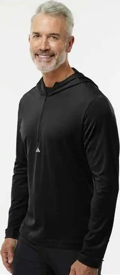Adidas A596 Lightweight Performance Quarter-zip Hooded Pullover - Black