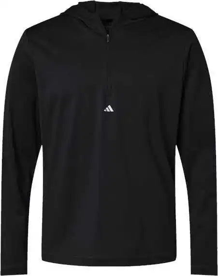 Adidas A596 Lightweight Performance Quarter-zip Hooded Pullover - Black