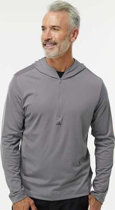 Adidas A596 Lightweight Performance Quarter-zip Hooded Pullover - Gray Three