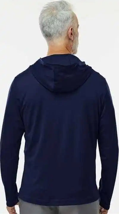 Adidas A596 Lightweight Performance Quarter Zip Hooded Pullover Collegiate Navy