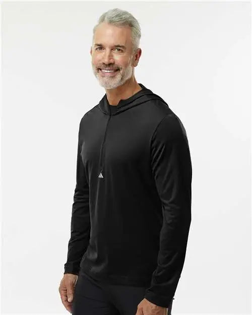 Adidas A596 Lightweight Performance Quarter-zip Hooded Pullover - Black