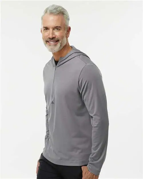 Adidas A596 Lightweight Performance Quarter-zip Hooded Pullover - Grey Three