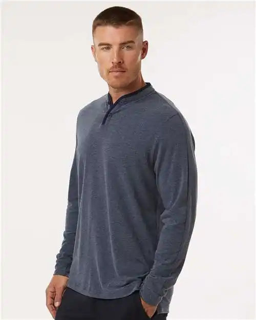 Adidas A597 Henley Long Sleeve T-shirt - Collegiate Navy Melange