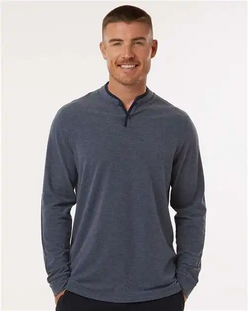 Adidas A597 Henley Long Sleeve T-shirt - Collegiate Navy Melange