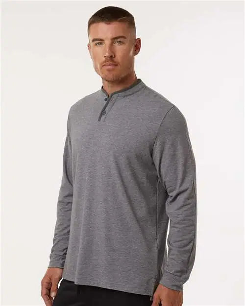 Adidas A597 Henley Long Sleeve T-shirt - Grey Five Melange