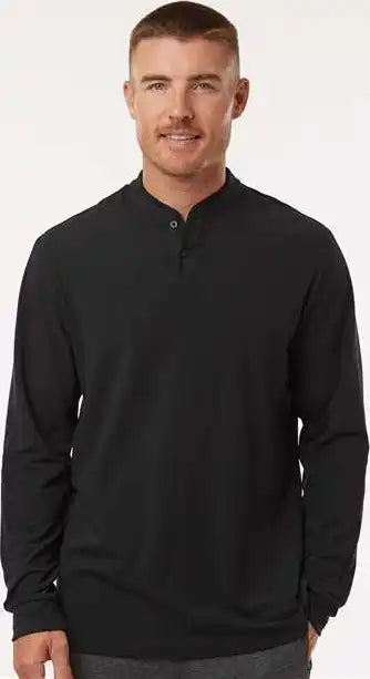 Adidas A597 Henley Long Sleeve Tee - Black