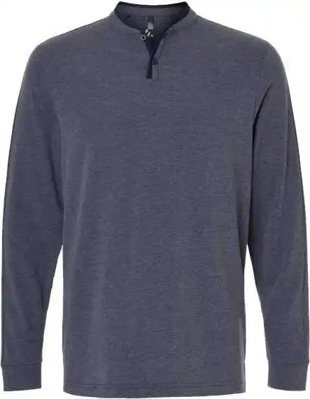 Adidas A597 Henley Long Sleeve Tee - Collegiate Navy Melange