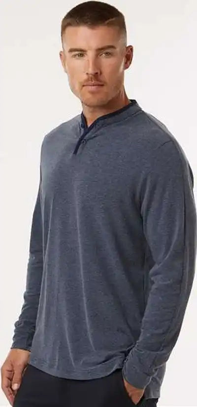 Adidas A597 Henley Long Sleeve Tee Collegiate Navy Melange