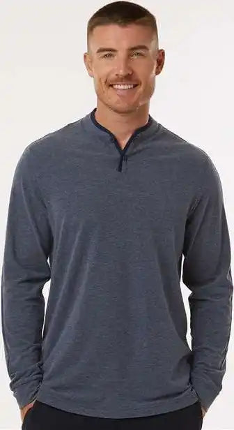 Adidas A597 Henley Long Sleeve Tee - Collegiate Navy Melange