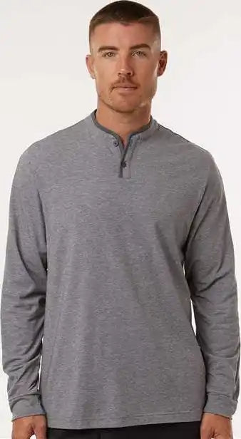 Adidas A597 Henley Long Sleeve Tee - Grey Five Melange