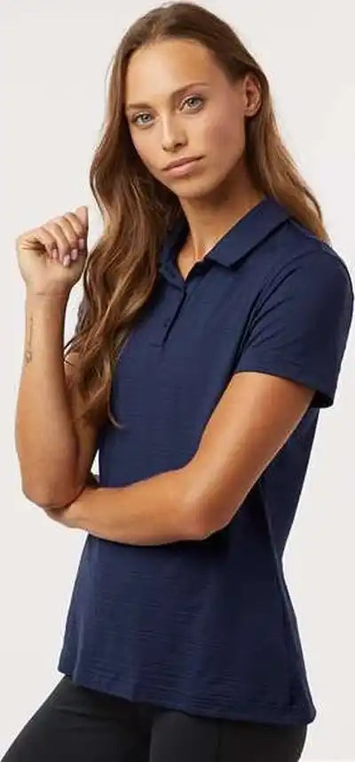 Adidas A707 Women’s Textured Stripe Polo - Dark Blue