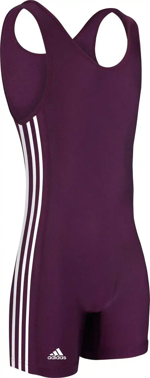 Adidas As102s 3 Stripe Wrestling Singlet - Maroon White