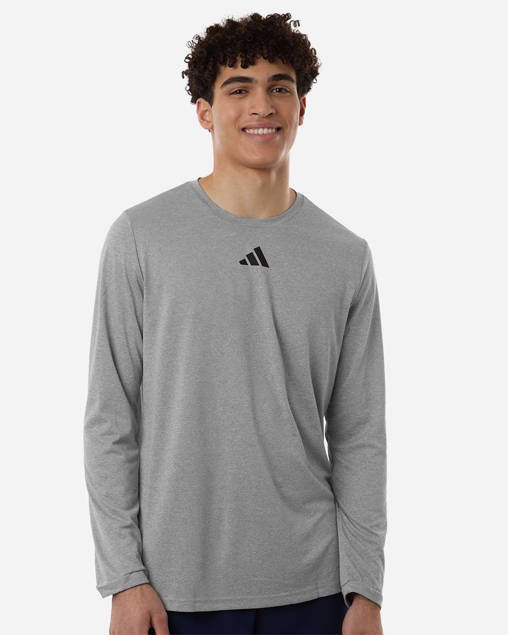 Adidas At104 Men’s Pregame Long Sleeve T-shirt - Medium Grey Heather Black