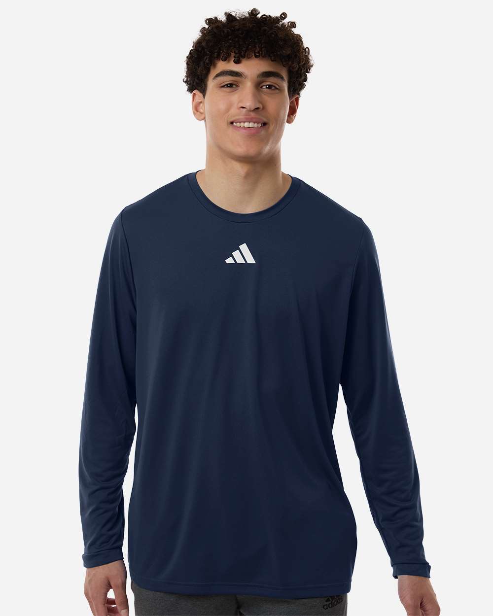 Adidas At104 Men’s Pregame Long Sleeve T-shirt - Team Navy Blue White