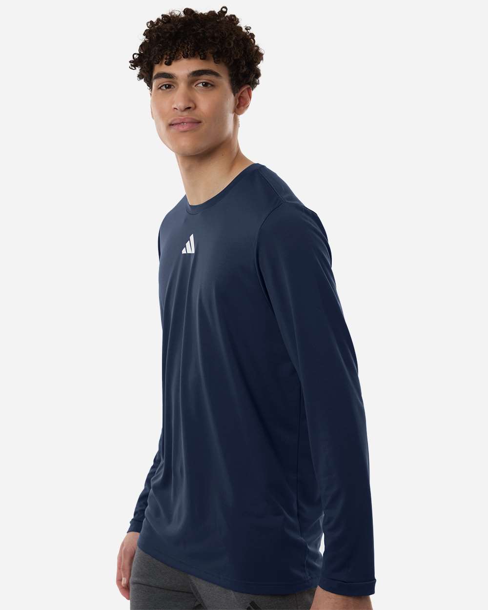 Adidas At104 Men’s Pregame Long Sleeve T-shirt - Team Navy Blue White