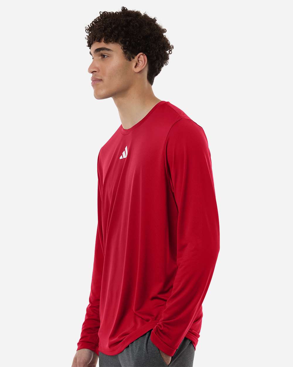 Adidas At104 Men’s Pregame Long Sleeve T-shirt - Team Power Red White