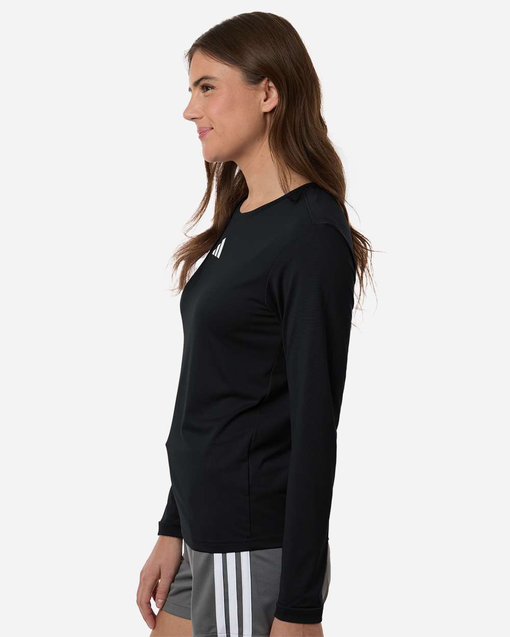 Adidas At105 Women’s Pregame Scoop Neck Long Sleeve T-shirt - Black White