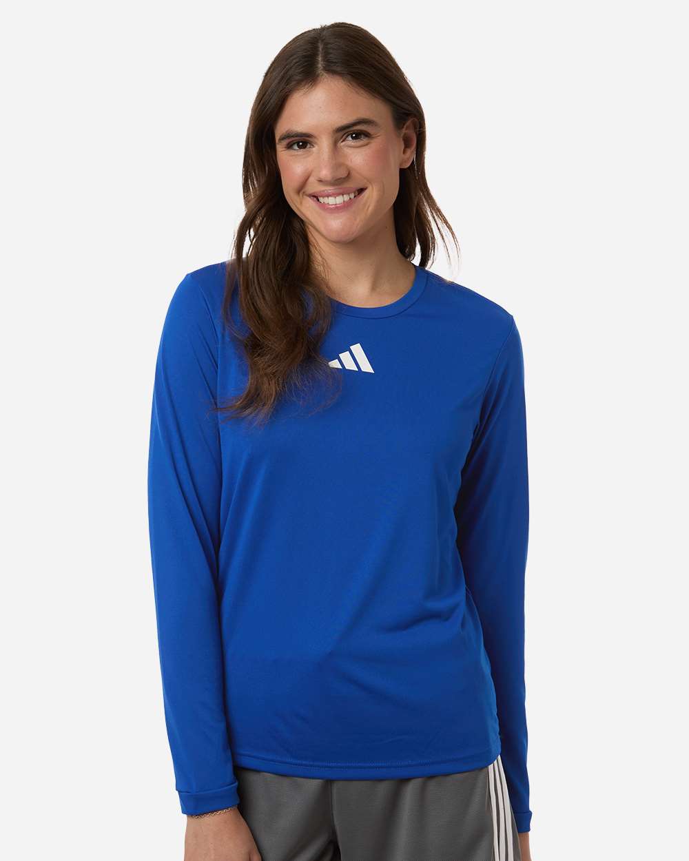 Adidas At105 Women’s Pregame Scoop Neck Long Sleeve T-shirt - Team Royal Blue White