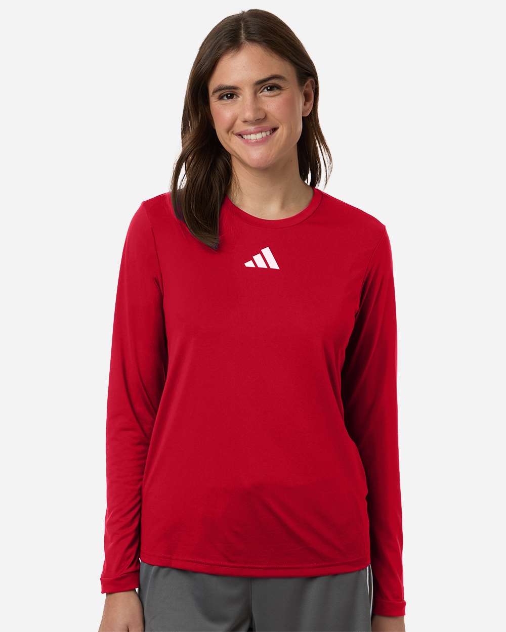 Adidas At105 Women’s Pregame Scoop Neck Long Sleeve T-shirt - Team Power Red White