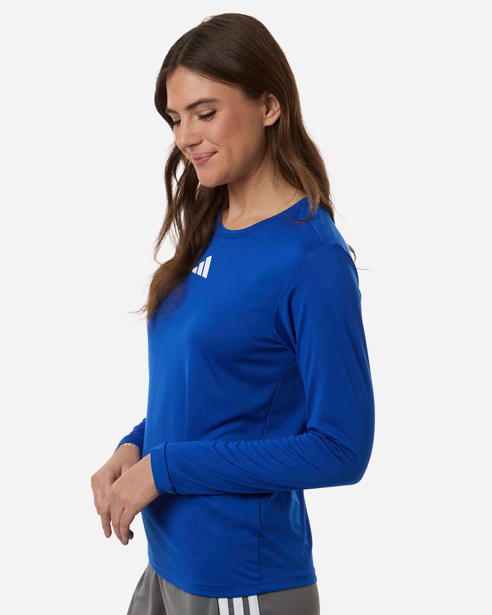 Adidas At105 Women’s Pregame Scoop Neck Long Sleeve T-shirt - Team Royal Blue White