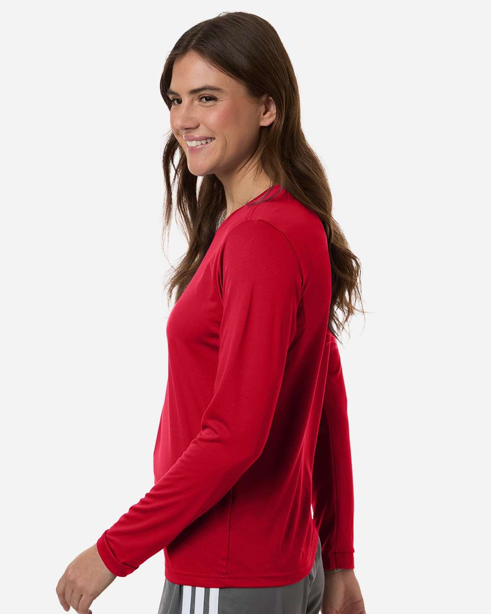 Adidas At105 Women’s Pregame Scoop Neck Long Sleeve T-shirt - Team Power Red White